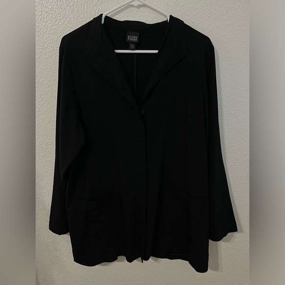 Eileen Fisher Black Wool Blend Smock Tunic - Picture 14 of 14